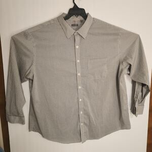 Van Heusen Men's 3XLG Black and White Gingham Long Sleeve Button-Down Shirt